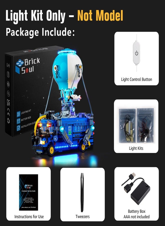 BrickSoul Upgrade Light Kit for Lego 77073 Fortnite Battle Bus Building Set | with ON/Off & Dimmer Switch & Hidden Cable Tech | Easy Install Lighting Set (77073 Set NOT Included) - Image 2